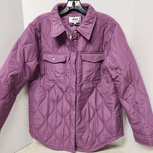 Purple Quilted Shirt Jacket Shacket Womens XL New